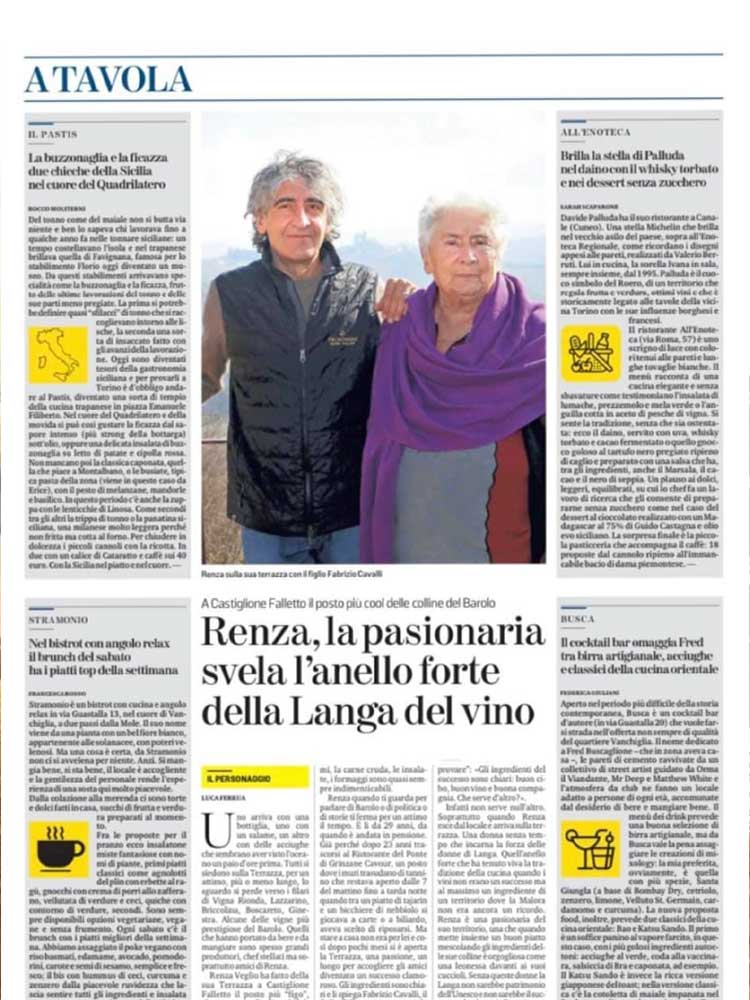 Pagina di rivista con articolo su Renza e la Langa del vino Pagina di rivista con articolo su Renza e la Langa del vino